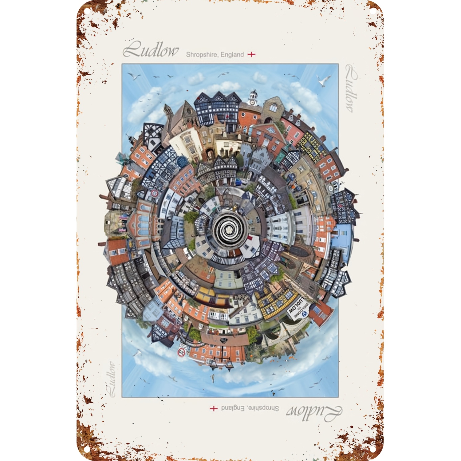 Home Office England - Vintage blikken bord met thema Ludlow,