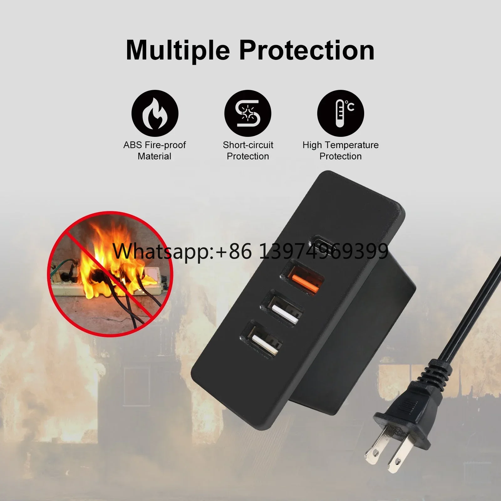 Power Strip Desk - Ingebouwde USB C Hub-aansluiting, USB C-stroomstrip