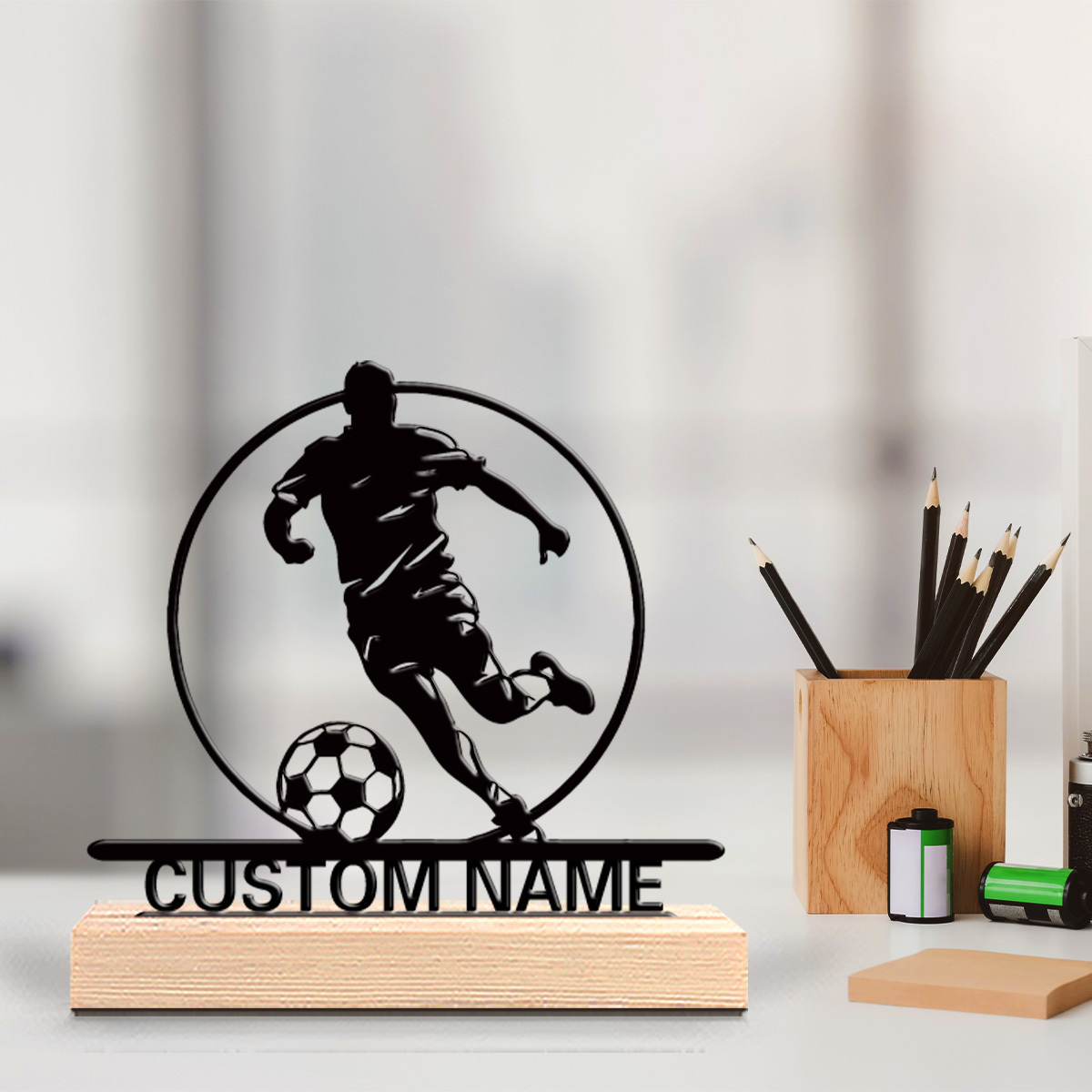 Home Office Desk Ideas - Aangepaste voetbalspeler metalen beeldje met naam,