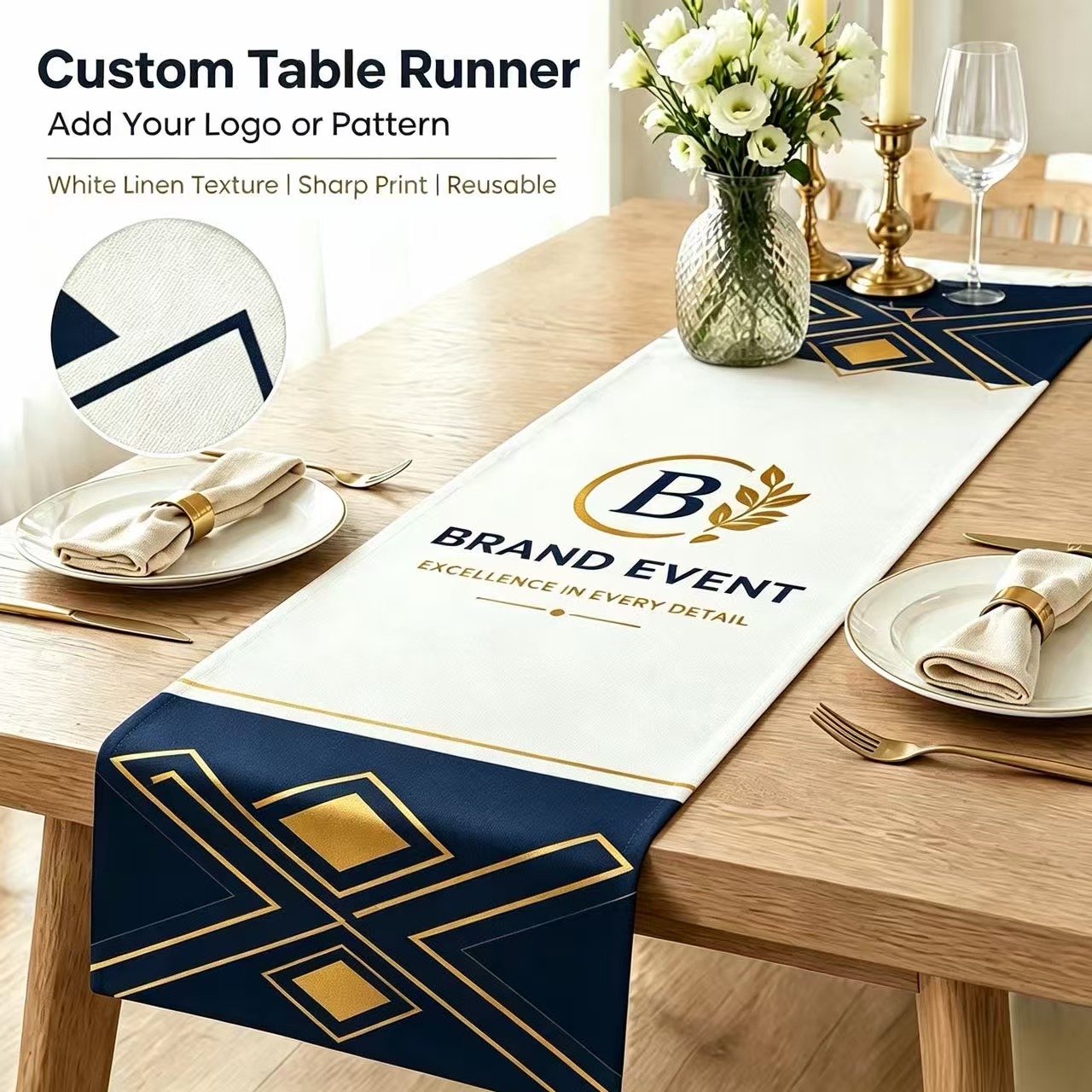 Home Office News - Aangepaste tafelloper gepersonaliseerde naam foto logo