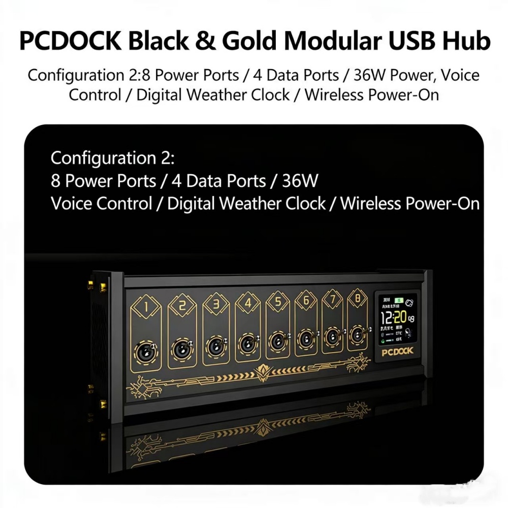 Power Strip Desk - PCDOCK USB-desktop-stroomstrip met schakelaar, draadloze aan/uit-knop,