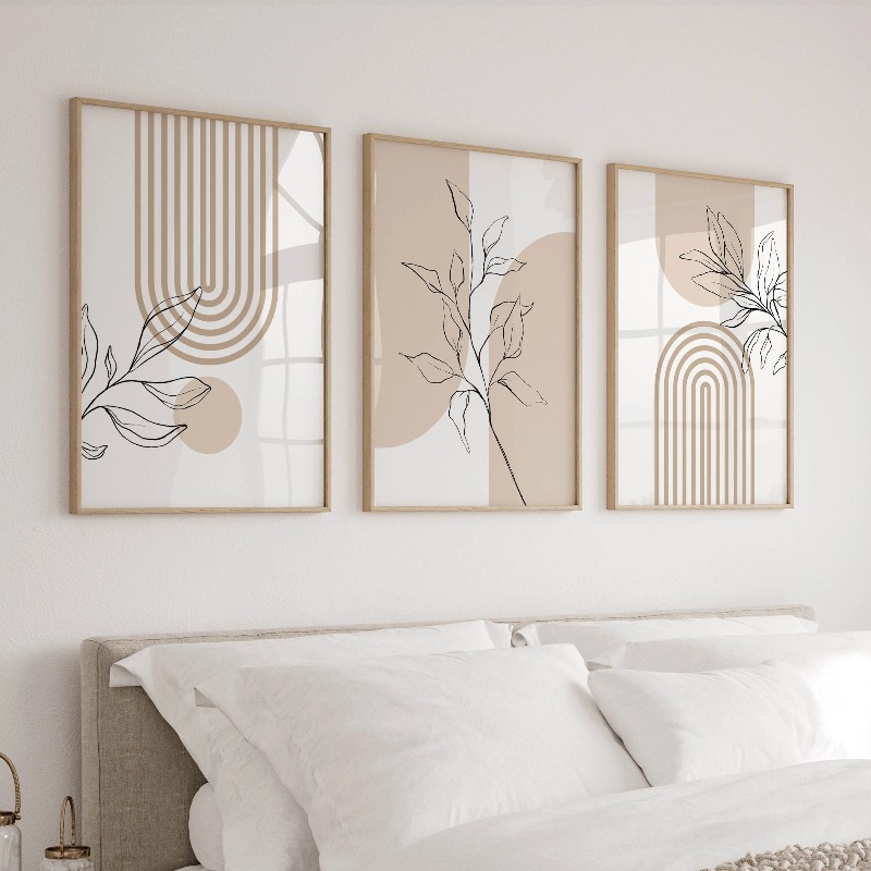 Home Office Japandi - Neutrale wanddecoratieprints voor moderne minimalistische huisdecoratie,
