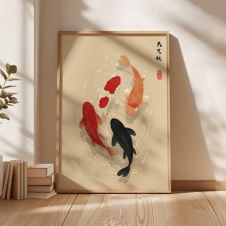 1pc Japanse Koi Fish Poster, M - Home Office Japandi recensie en prijs