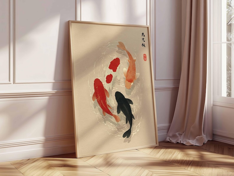 1pc Japanse Koi Fish Poster, M - Home Office Japandi recensie en prijs