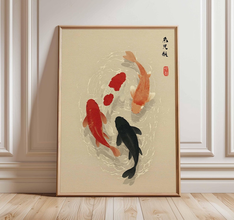1pc Japanse Koi Fish Poster, M - Home Office Japandi recensie en prijs