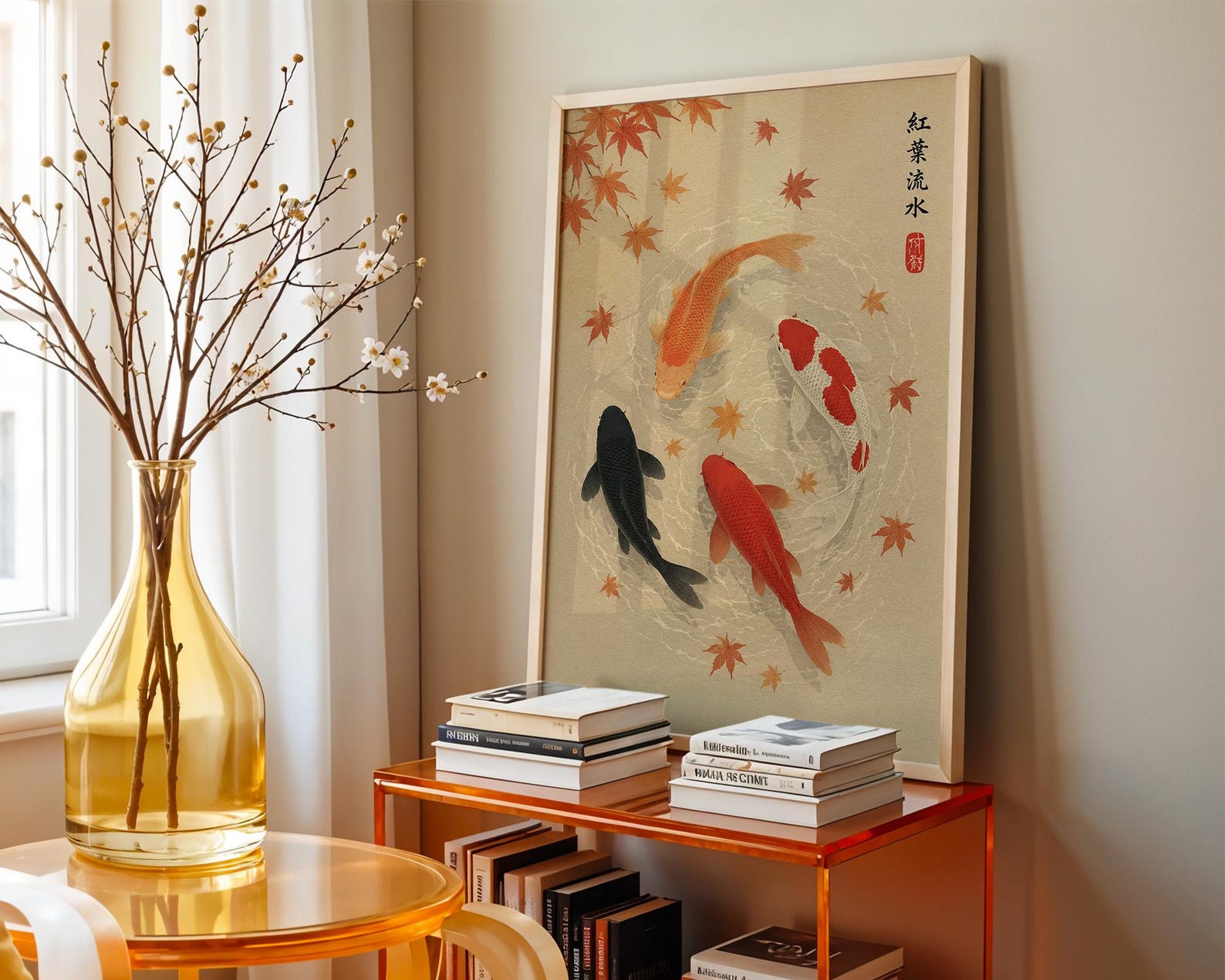 Japanse herfstbladeren Koi Fis - Home Office Japandi recensie en prijs