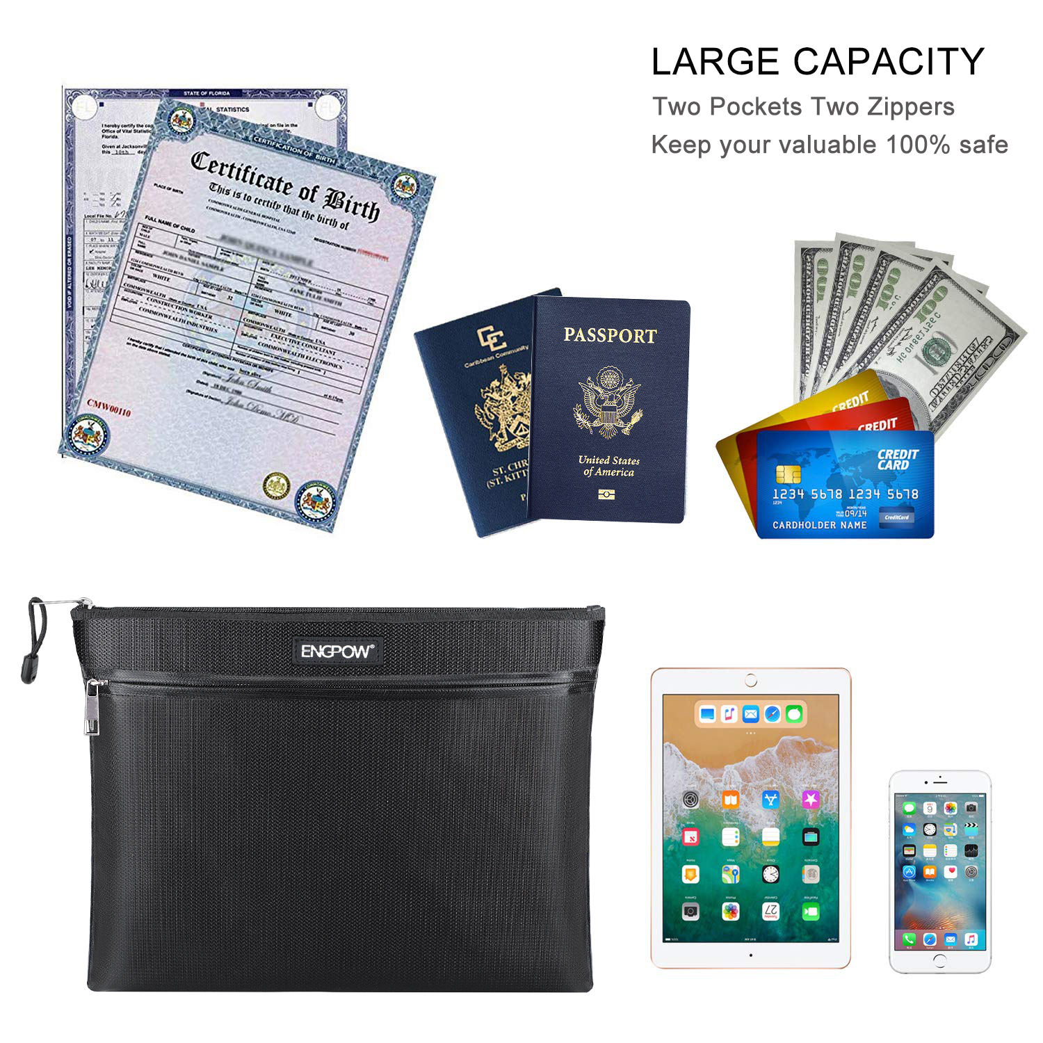Brandwerende documententas met - Home Office For Passport recensie en prijs