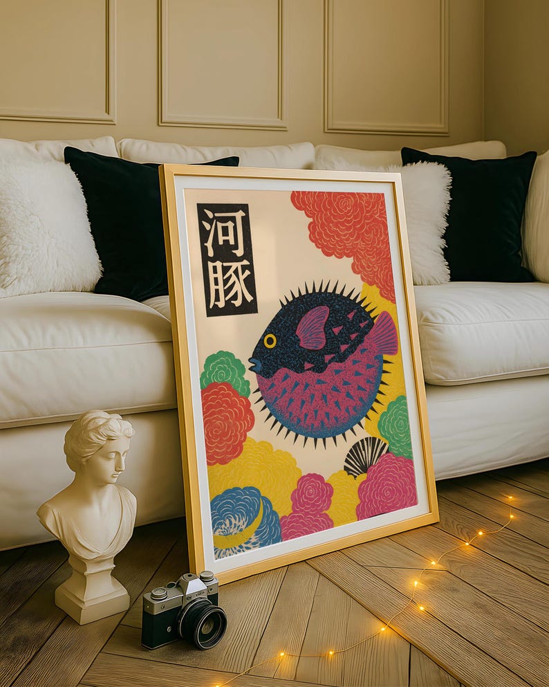 Japanse Puffer Fish Canvas Wal - Home Office Japandi recensie en prijs